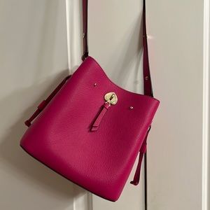 Kate Spade Hot Pink Crossbody Bucket Purse, Genuine Leather